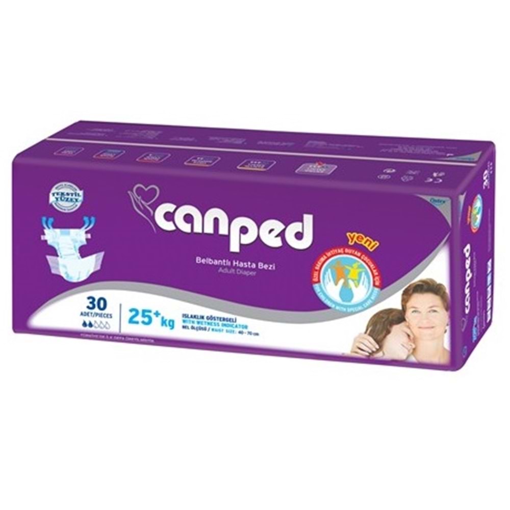 Canped Yetişkin Bezi Çoçuklar İçin Bel Bantlı Tekstil Yüzeyli 150 Adet XS (5PK*30)