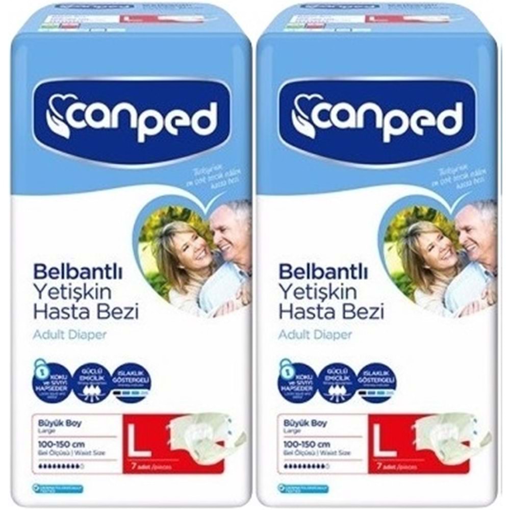 Canped Yetişkin Bezi Bel Bantlı Polietilen L-Large Büyük Boy 14 Adet (2PK*7)