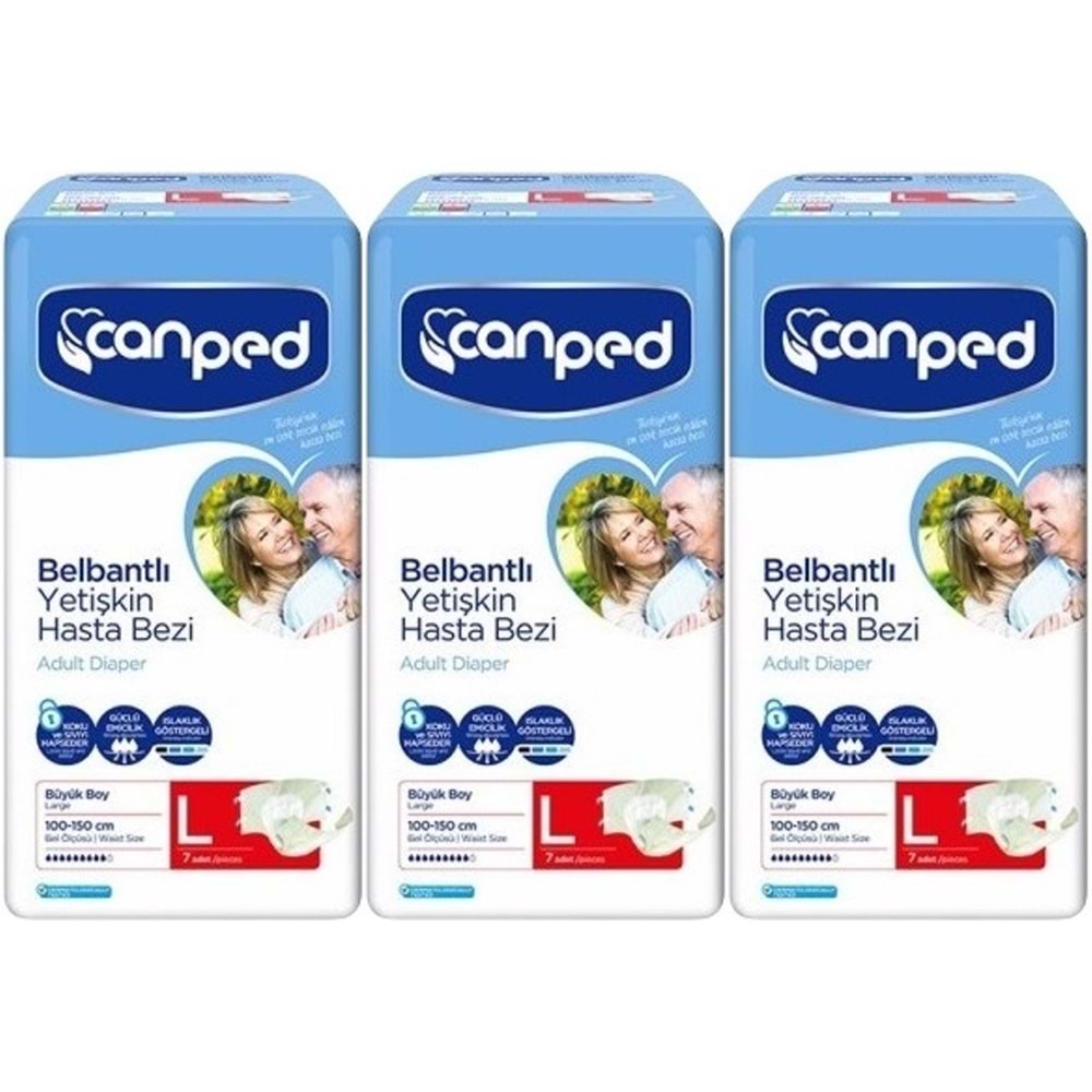Canped Yetişkin Bezi Bel Bantlı Polietilen L-Large Büyük Boy 21 Adet (3PK*7)