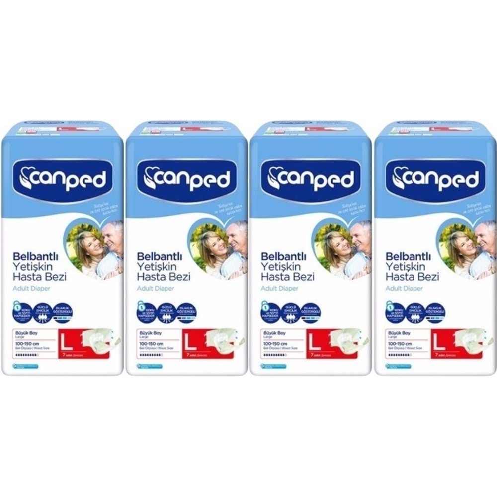 Canped Yetişkin Bezi Bel Bantlı Polietilen L-Large Büyük Boy 28 Adet (4PK*7)