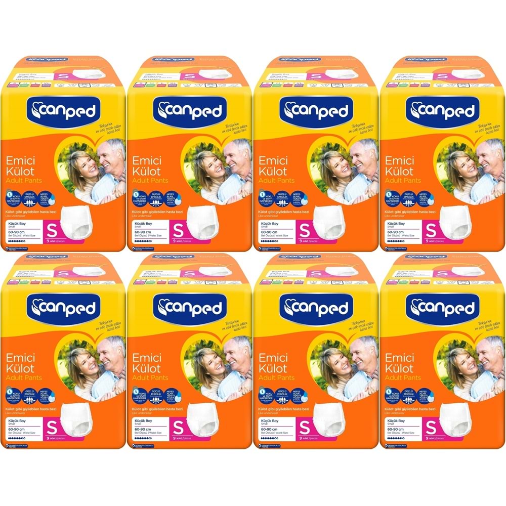 Canped Emici Külot Yetişkin Bezi S-Küçük Small 72 Adet (8PK*9)