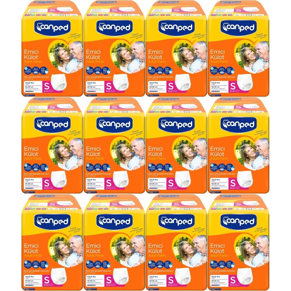 Canped Emici Külot Yetişkin Bezi S-Küçük Small 108 Adet (12PK*9)