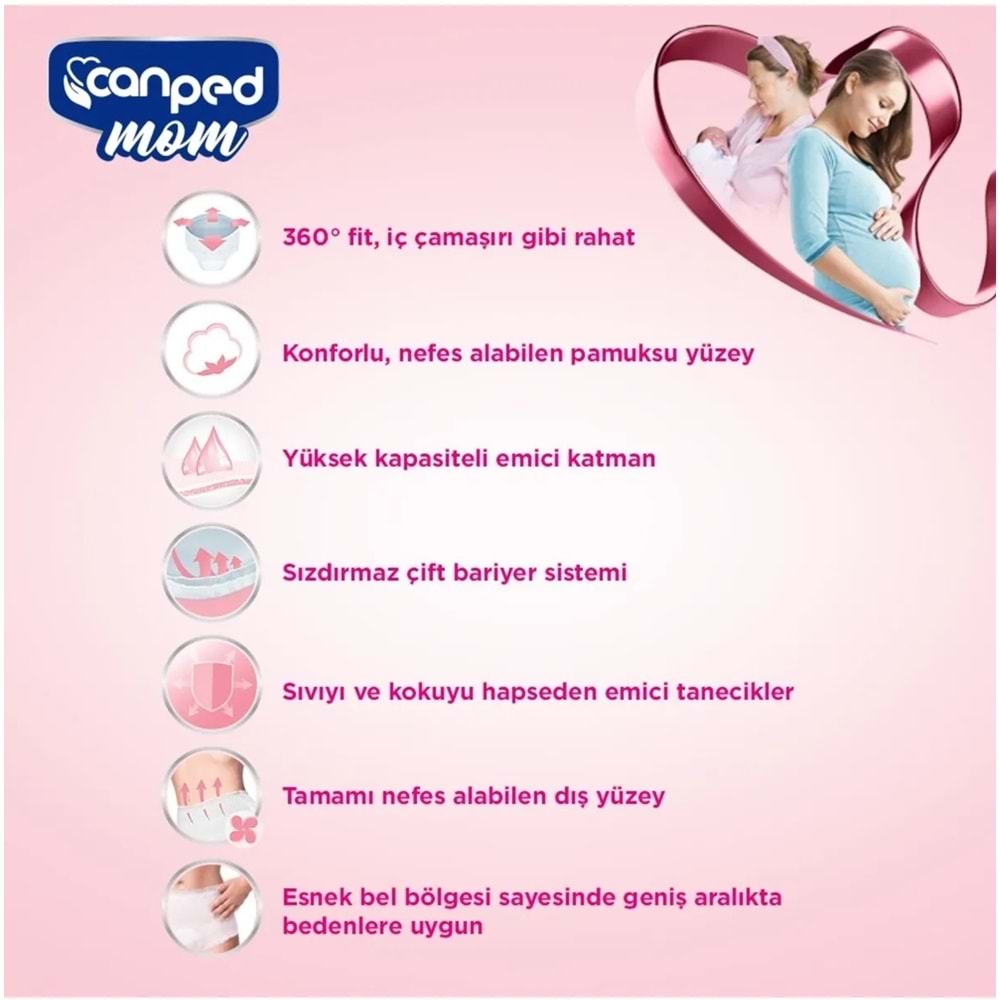Canped Mom Lohusa Külodu - Külot Bez S - Small - Küçük / M - Medium - Orta 90 Adet (9PK*10)