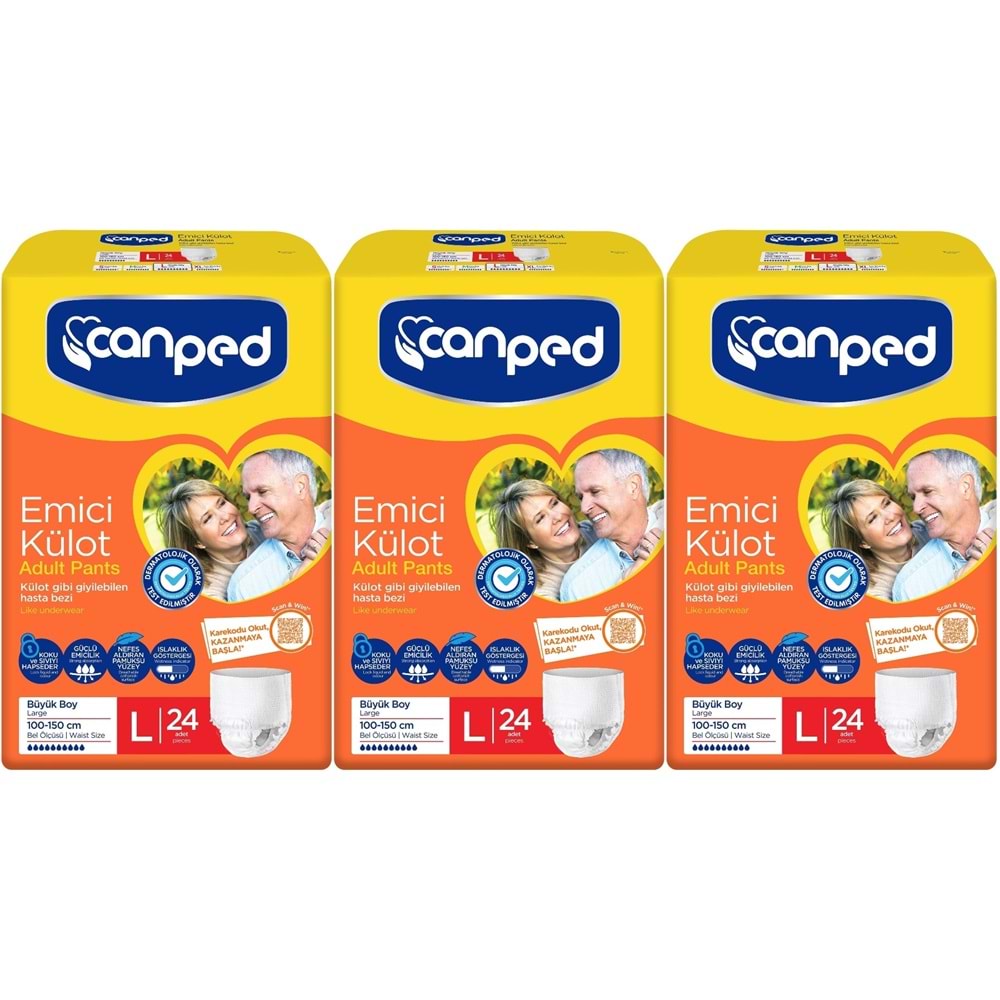 Canped Emici Külot Yetişkin Bezi L - Büyük - Large 72 Adet (3PK*24)
