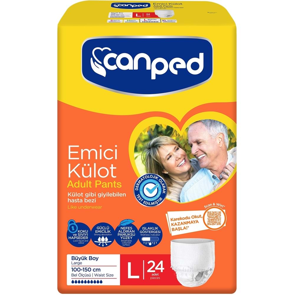 Canped Emici Külot Yetişkin Bezi L - Büyük - Large 72 Adet (3PK*24)
