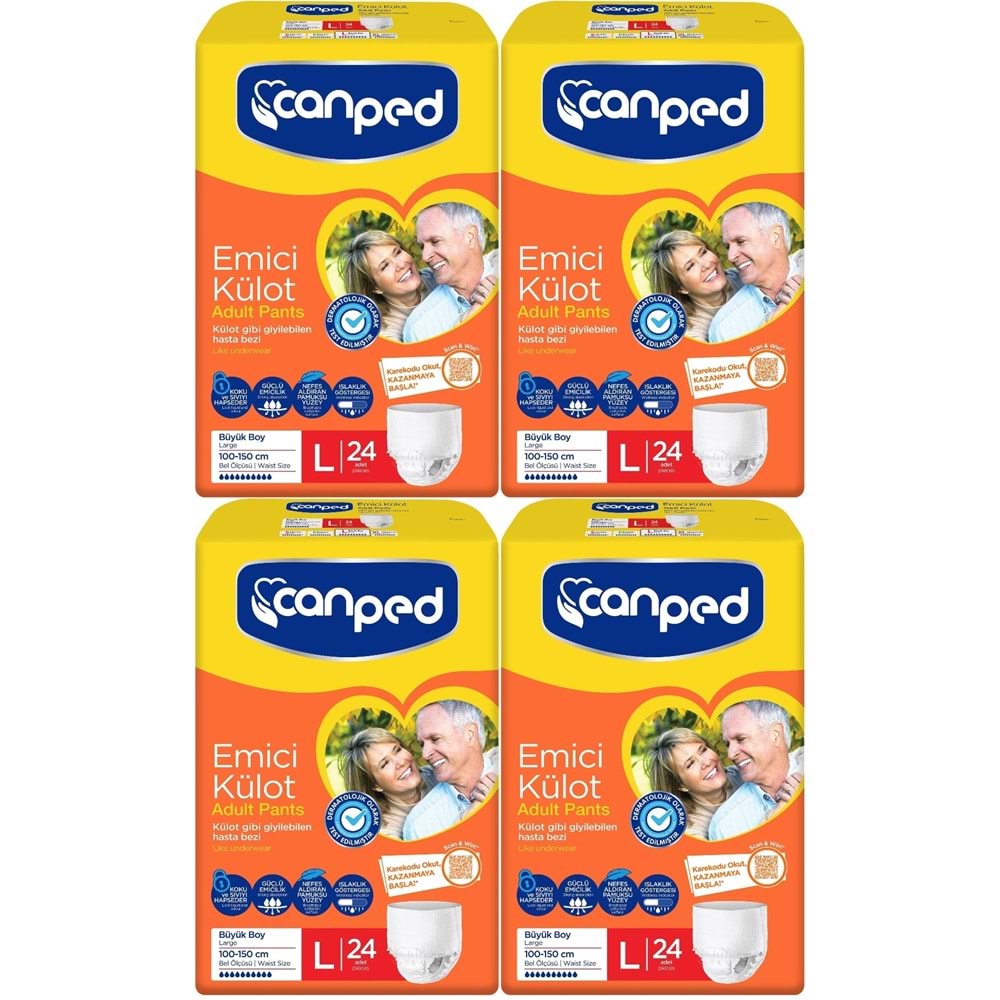 Canped Emici Külot Yetişkin Bezi L - Büyük - Large 96 Adet (4PK*24)