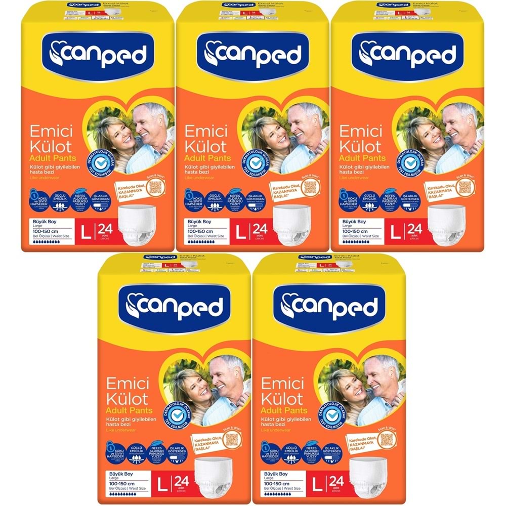 Canped Emici Külot Yetişkin Bezi L - Büyük - Large 120 Adet (5PK*24)