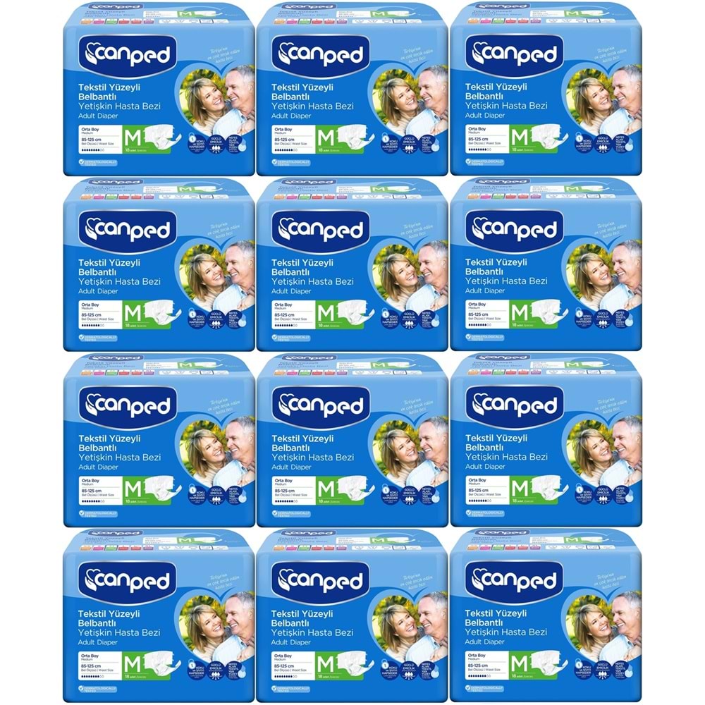 Canped Yetişkin Bezi Bel Bantlı Tekstil Yüzey M - Orta - Medium 216 Adet