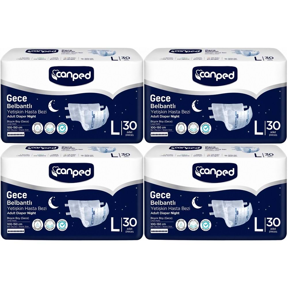 Canped Yetişkin Bezi Bel Bantlı Gece Night L - Büyük - Large 120 Adet