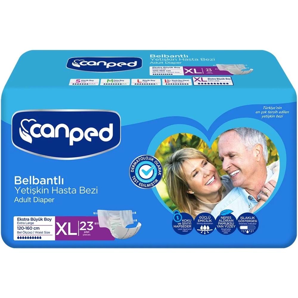 Canped Yetişkin Bezi Bel Bantlı Tekstil Yüzey XL - Ekstra Large - Extra Large 69 Adet