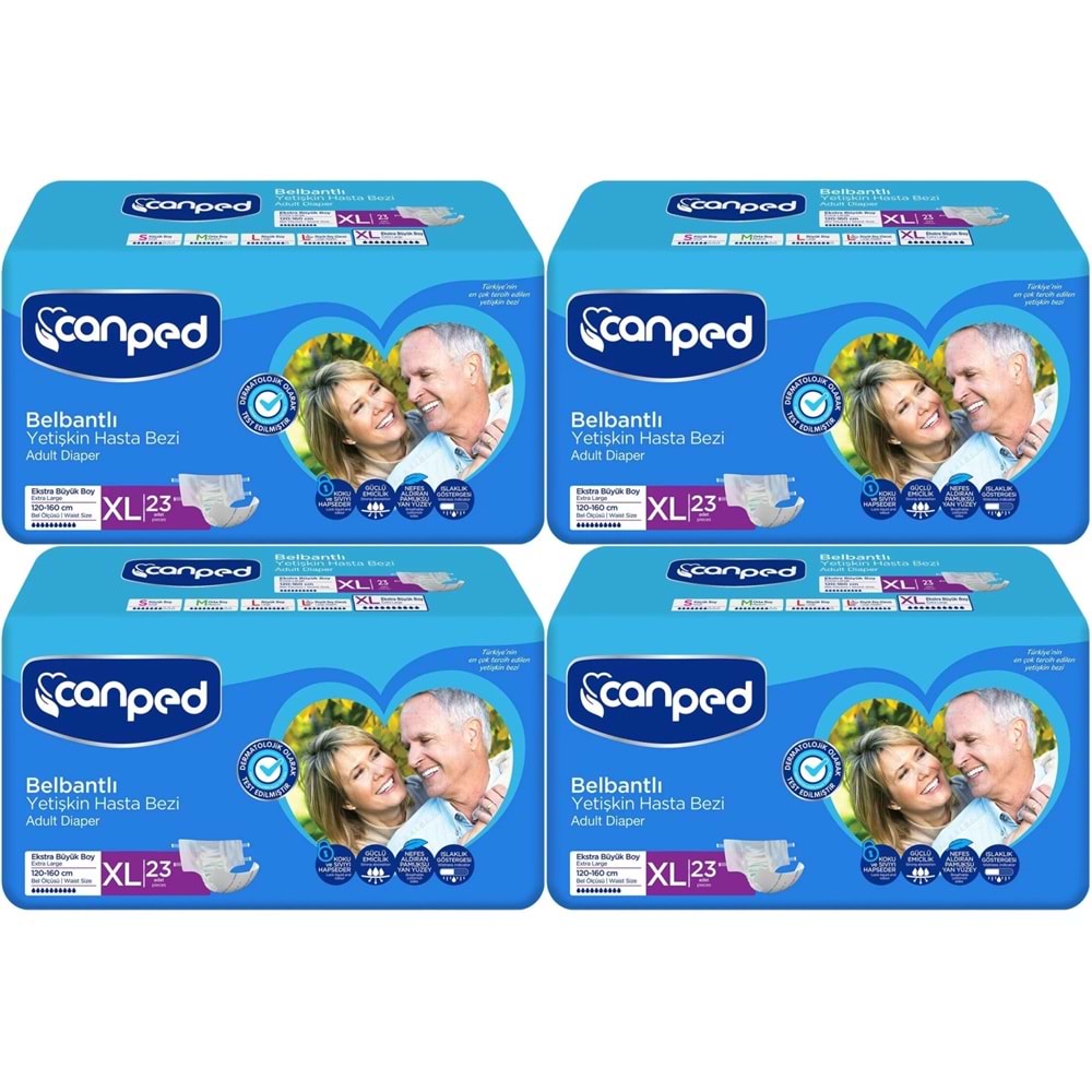 Canped Yetişkin Bezi Bel Bantlı Tekstil Yüzey XL - Ekstra Large - Extra Large 92 Adet