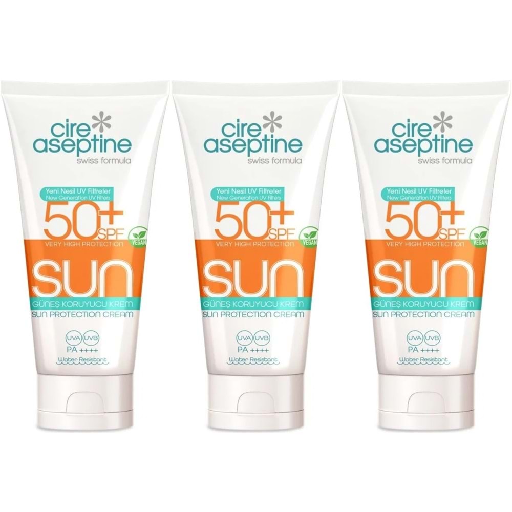 Cire Aseptine Sun Güneş Koruyucu Kremi 50+ SPF 150 ML (3 Lü Set)