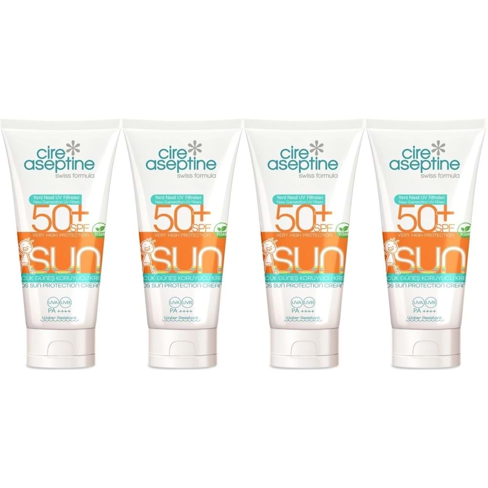 Cire Aseptine Sun Güneş Koruyucu Kremi Çocuk 50+ SPF 150 ML (4 Lü Set)