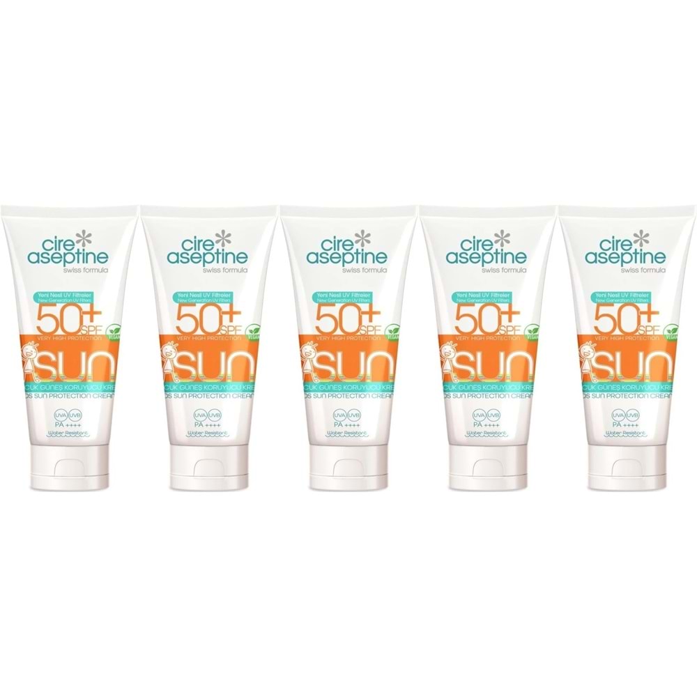 Cire Aseptine Sun Güneş Koruyucu Kremi Çocuk 50+ SPF 150 ML (5 Li Set)