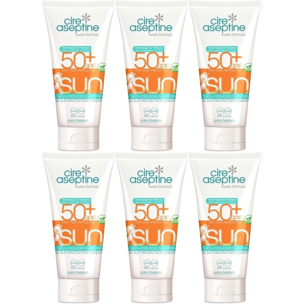 Cire Aseptine Sun Güneş Koruyucu Kremi Çocuk 50+ SPF 150 ML (6 Lı Set)