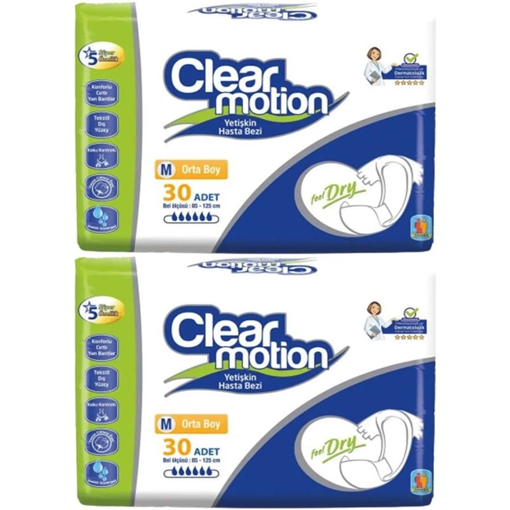 Clearmotion Yetişkin Bezi Bel Bantlı M - Orta - Medium 60 Adet (2PK*30)