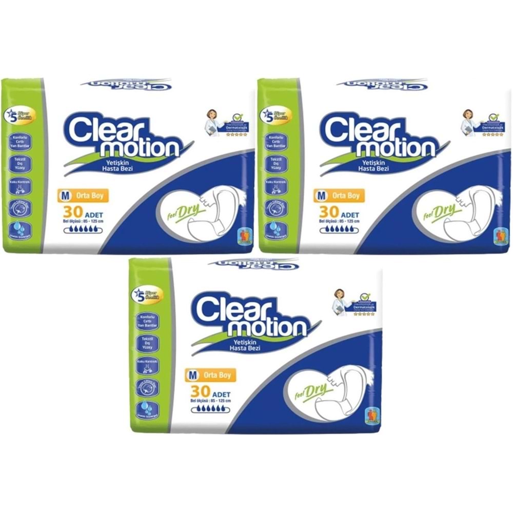 Clearmotion Yetişkin Bezi Bel Bantlı M - Orta - Medium 90 Adet (3PK*30)