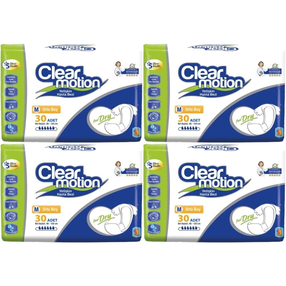 Clearmotion Yetişkin Bezi Bel Bantlı M - Orta - Medium 120 Adet (4PK*30)