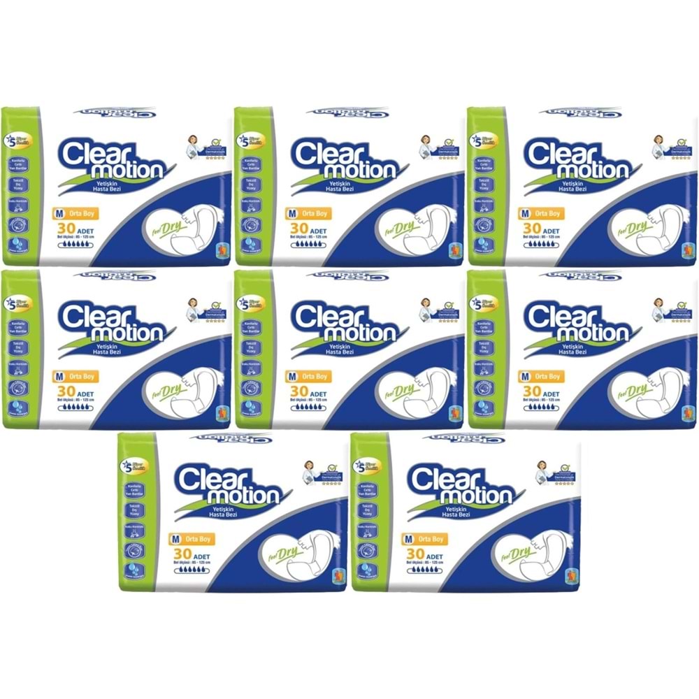 Clearmotion Yetişkin Bezi Bel Bantlı M - Orta - Medium 240 Adet (8PK*30)
