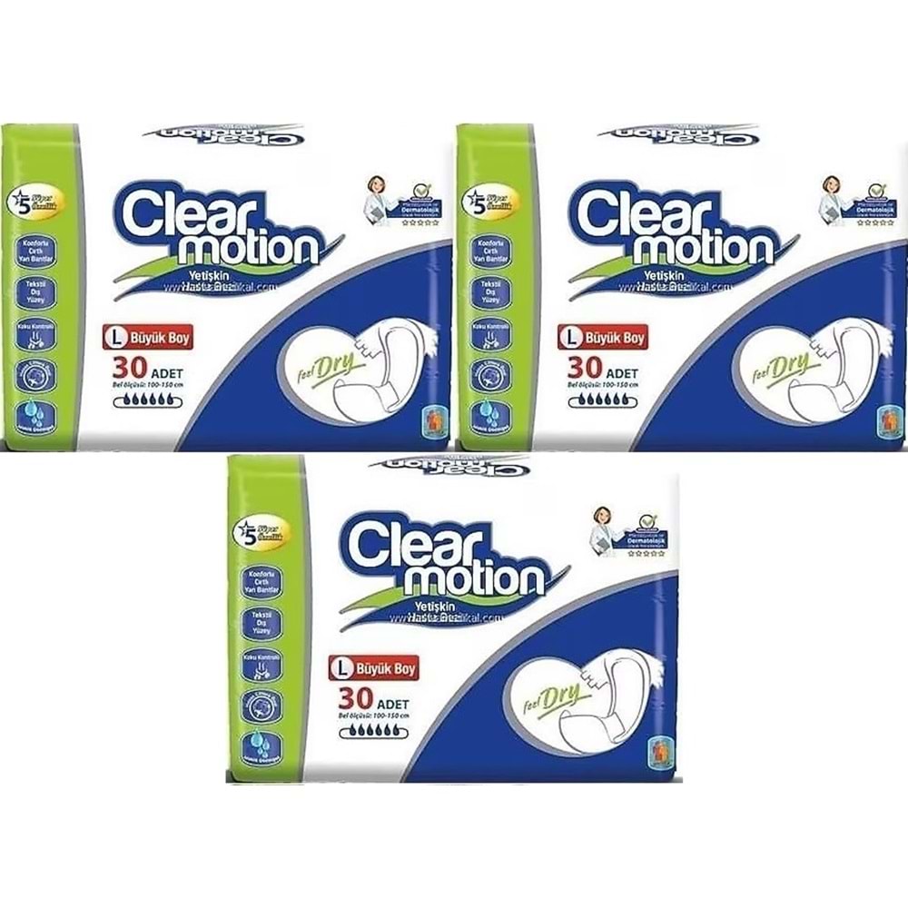 Clearmotion Yetişkin Bezi Bel Bantlı L - Büyük - Large 90 Adet (3PK*30)