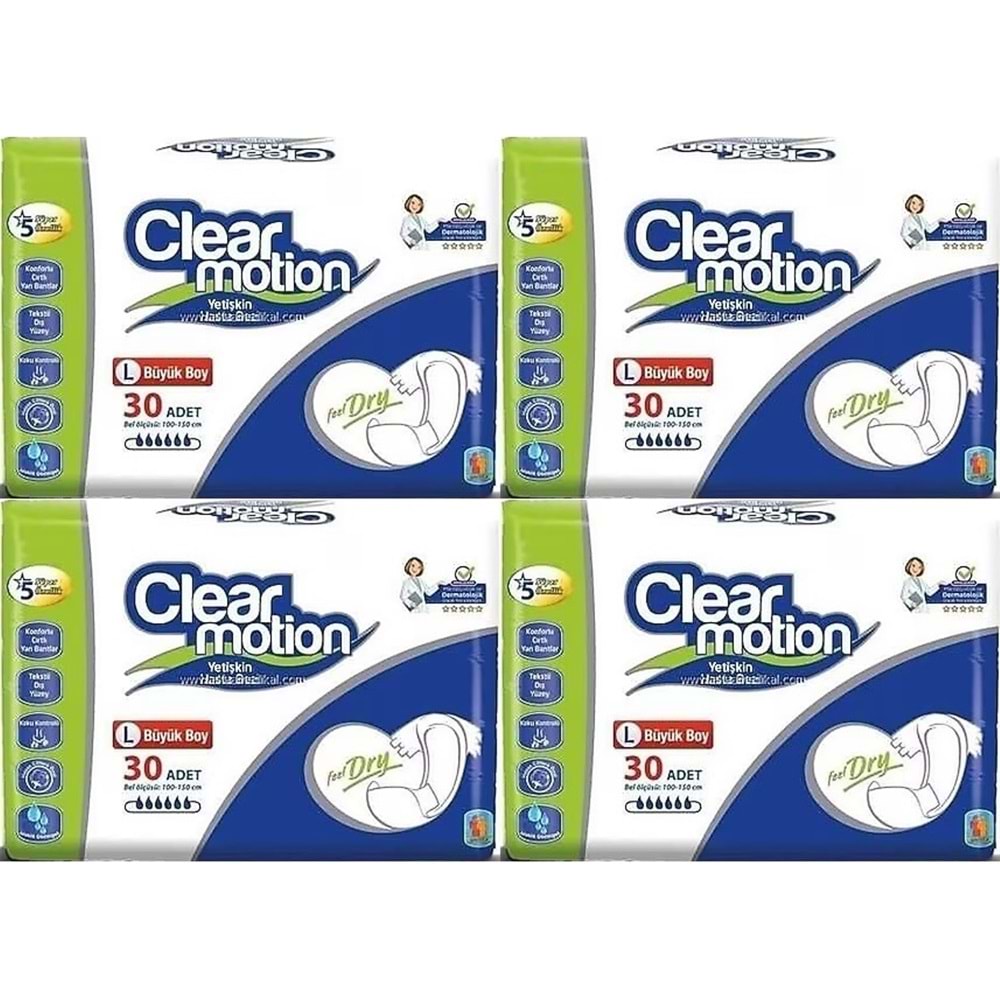 Clearmotion Yetişkin Bezi Bel Bantlı L - Büyük - Large 120 Adet (4PK*30)