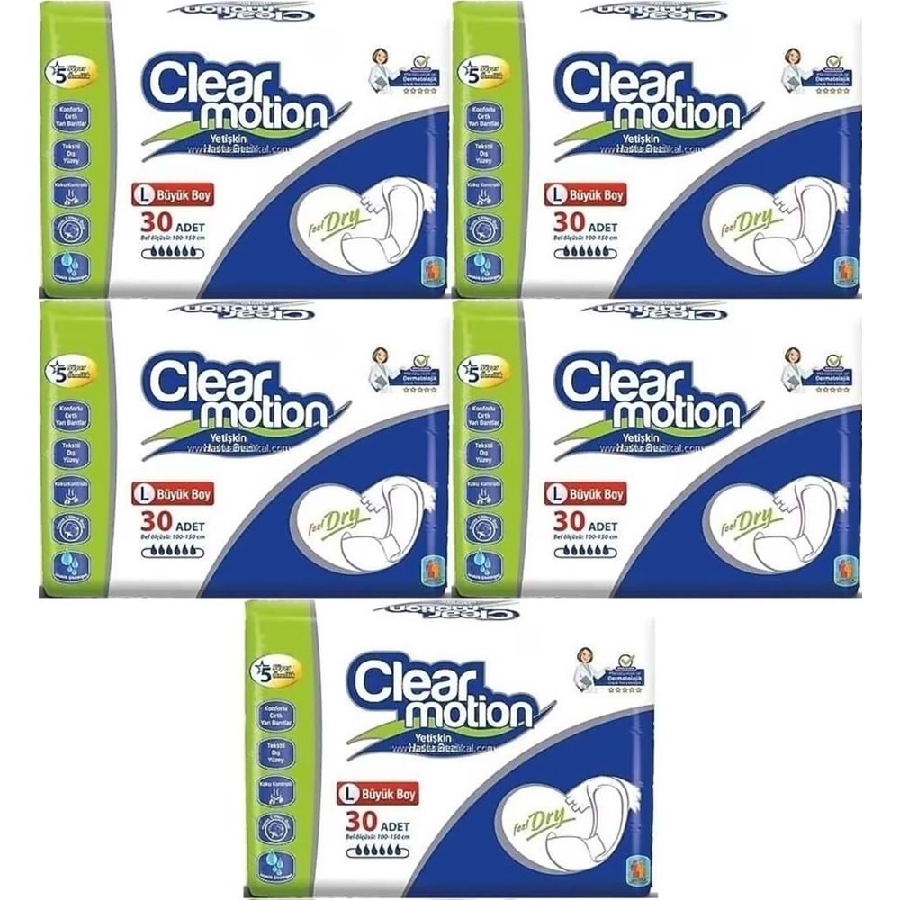 Clearmotion Yetişkin Bezi Bel Bantlı L - Büyük - Large 150 Adet (5PK*30)