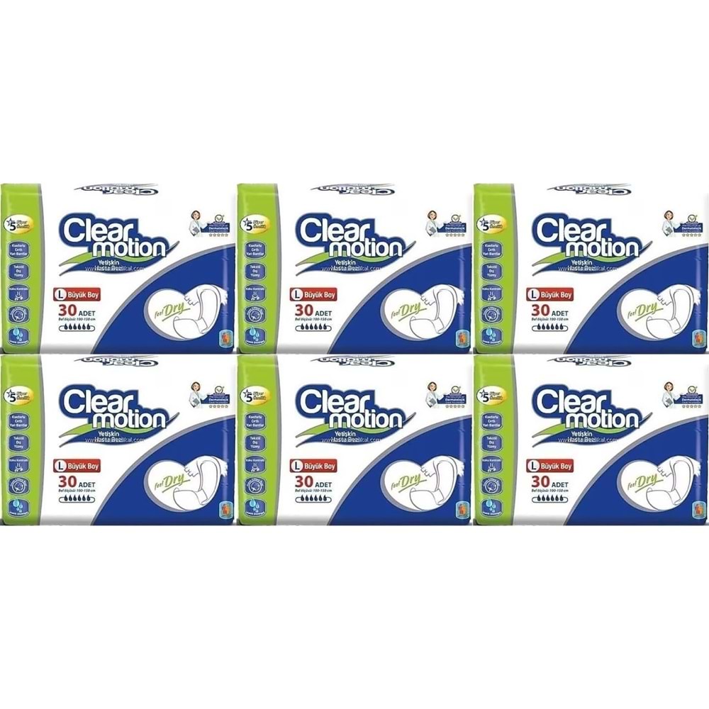 Clearmotion Yetişkin Bezi Bel Bantlı L - Büyük - Large 180 Adet (6PK*30)
