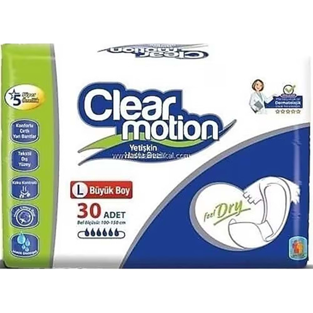 Clearmotion Yetişkin Bezi Bel Bantlı L - Büyük - Large 180 Adet (6PK*30)