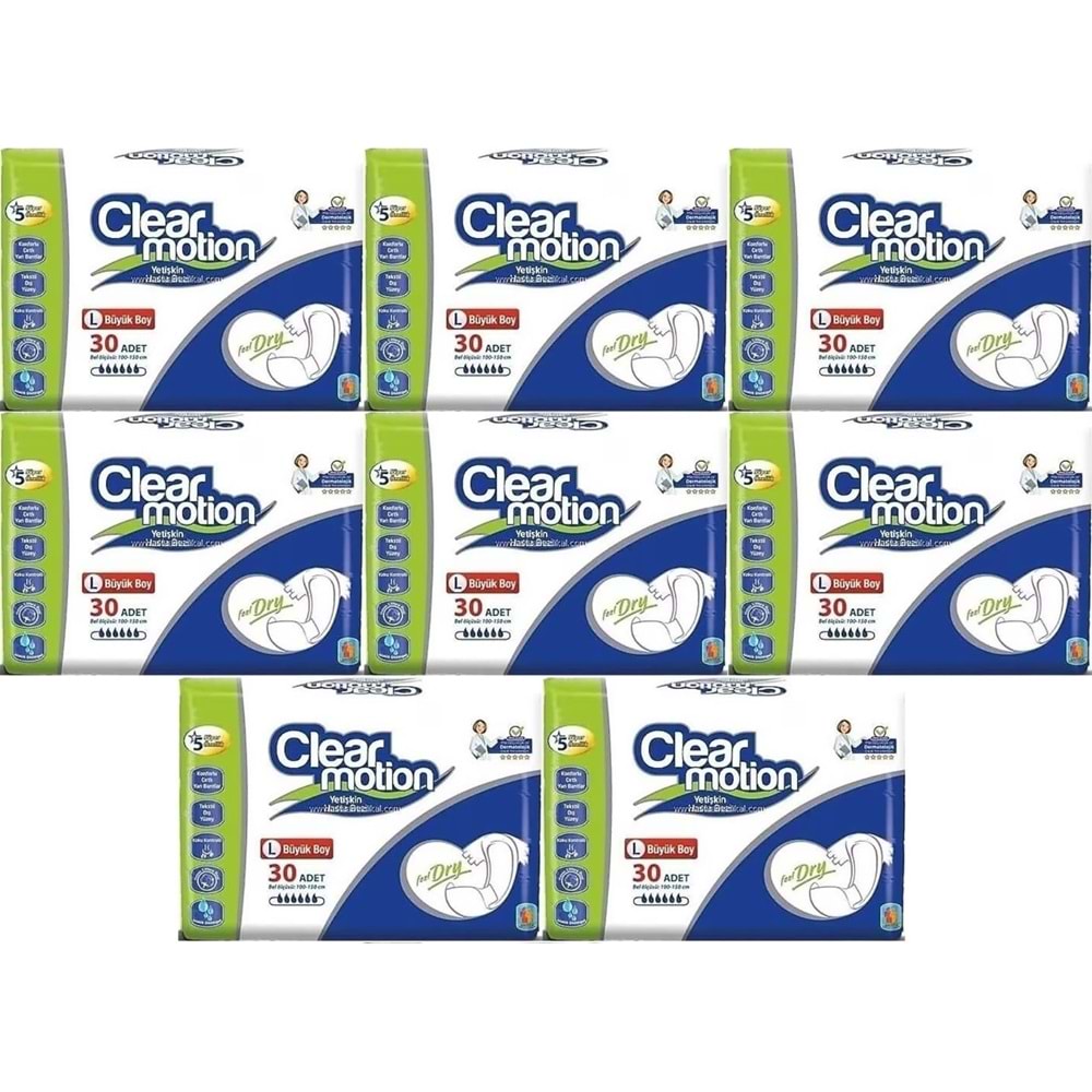 Clearmotion Yetişkin Bezi Bel Bantlı L - Büyük - Large 240 Adet (8PK*30)