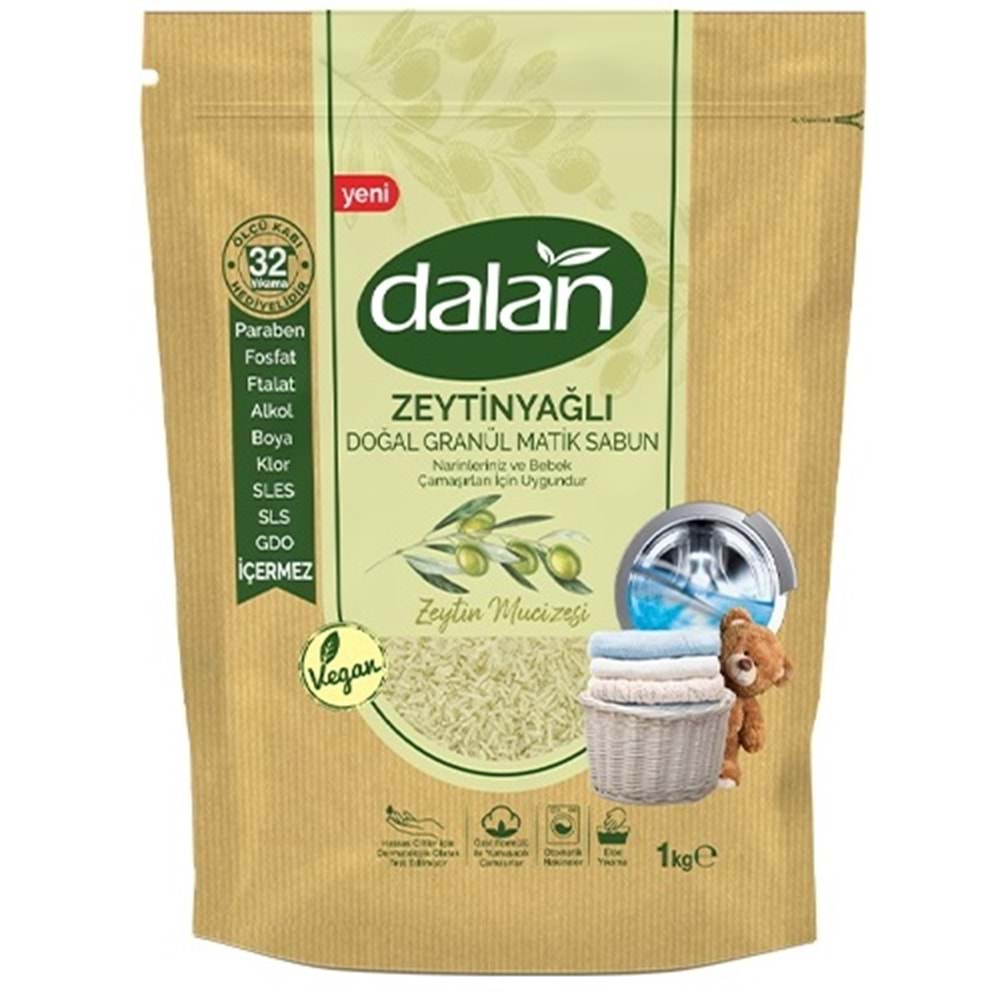 Dalan Doğal Granül Sabun Tozu 1Kg Bebekler İçin %100 Zeytinyağlı (4 Lü Set)