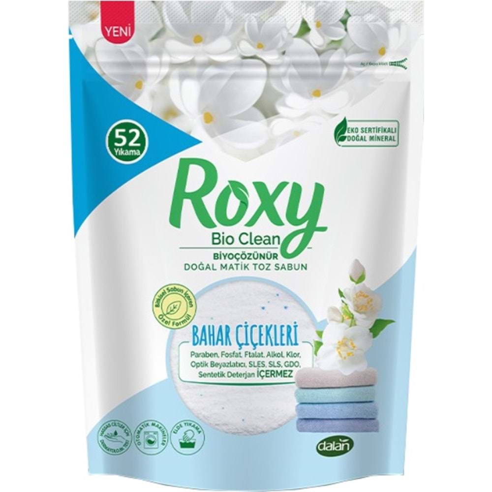Dalan Roxy Bio Clean Matik Sabun Tozu 1.6Kg Bahar Çiçekleri 12 Li Set (624 Yıkama)