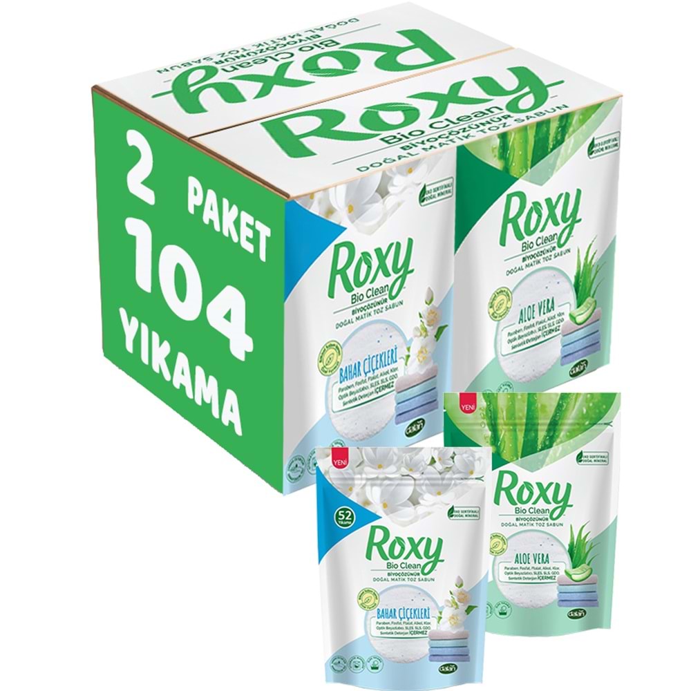 Dalan Roxy Bio Clean Sabun Tozu Karma Set 1.6+1.6KG:3.2KG Bahar Çiçekleri+Aloe Vera (104 Yıkama)