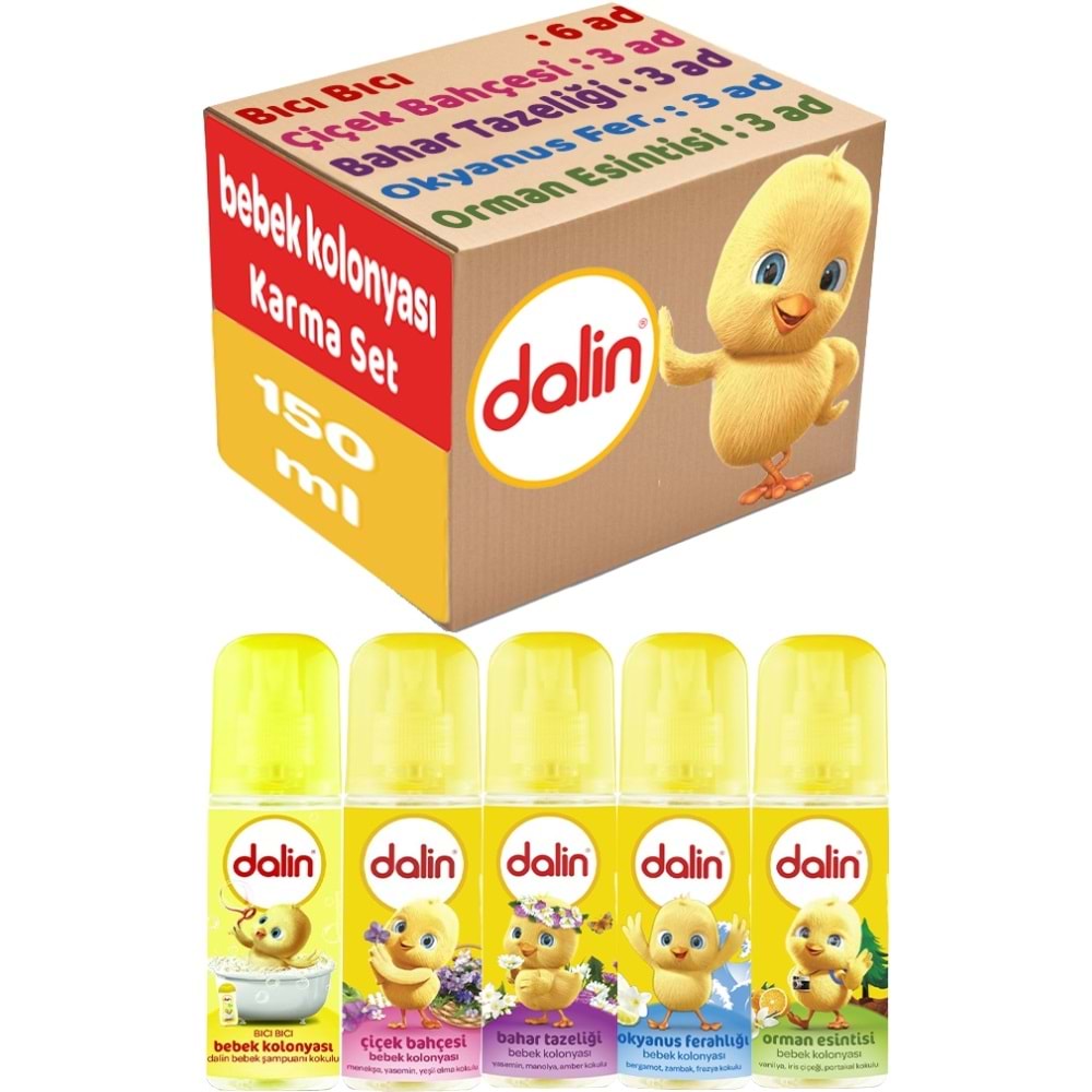 Dalin Bebek Kolonyası 150ML (Bıcı Bıcı-Orman-Çiçek-Okyanus-Bahar) Karma 18 Li Set
