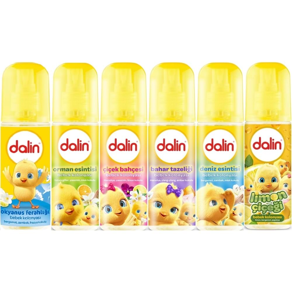 Dalin Bebek Kolonyası 150ML (Okyanus-Orman-Deniz-Çiçek-Bahar-Limon) Karma 6 Lı Set