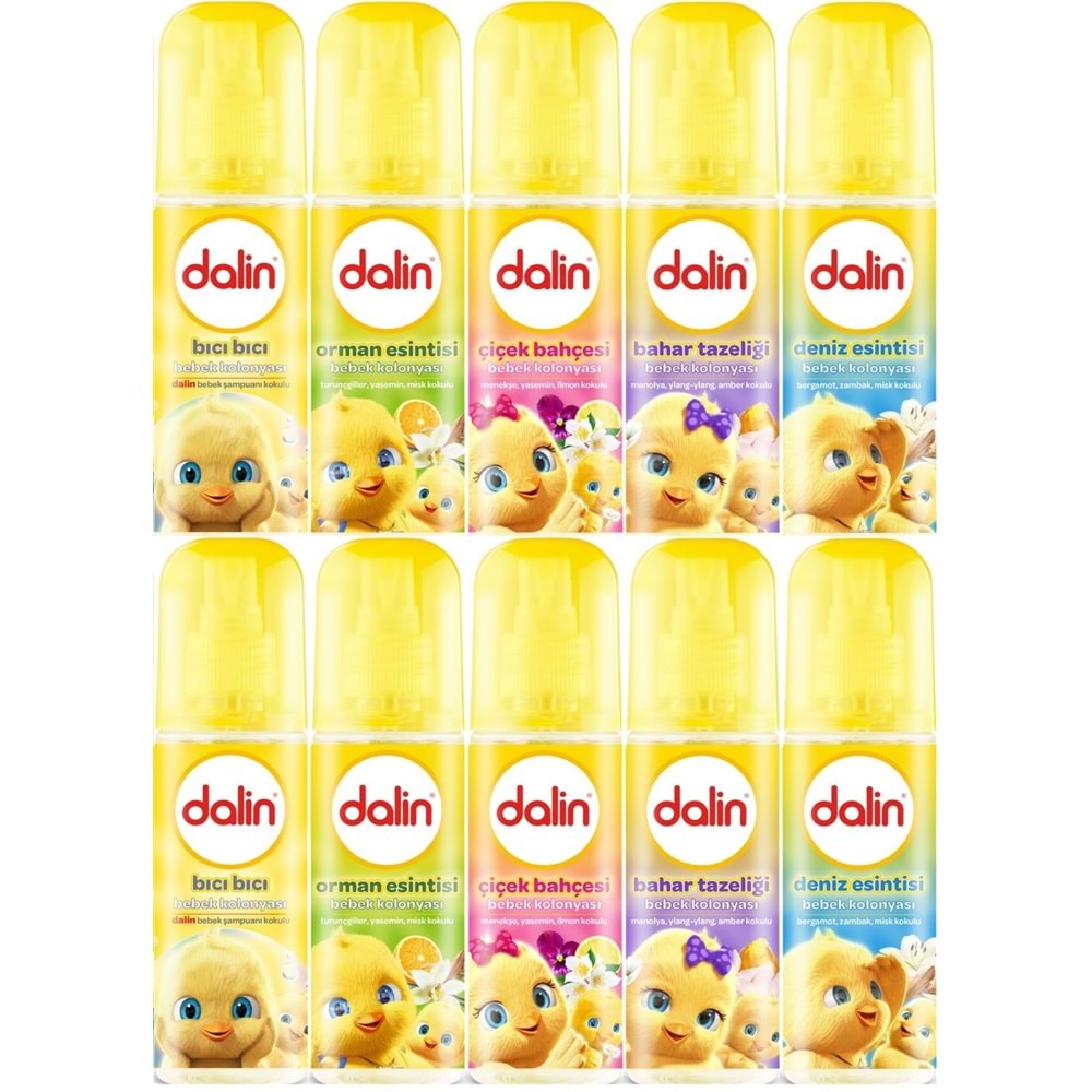 Dalin Bebek Kolonyası 150ML (Bıcı Bıcı-Orman-Çiçek-Bahar-Deniz) Karma 10 Lu Set