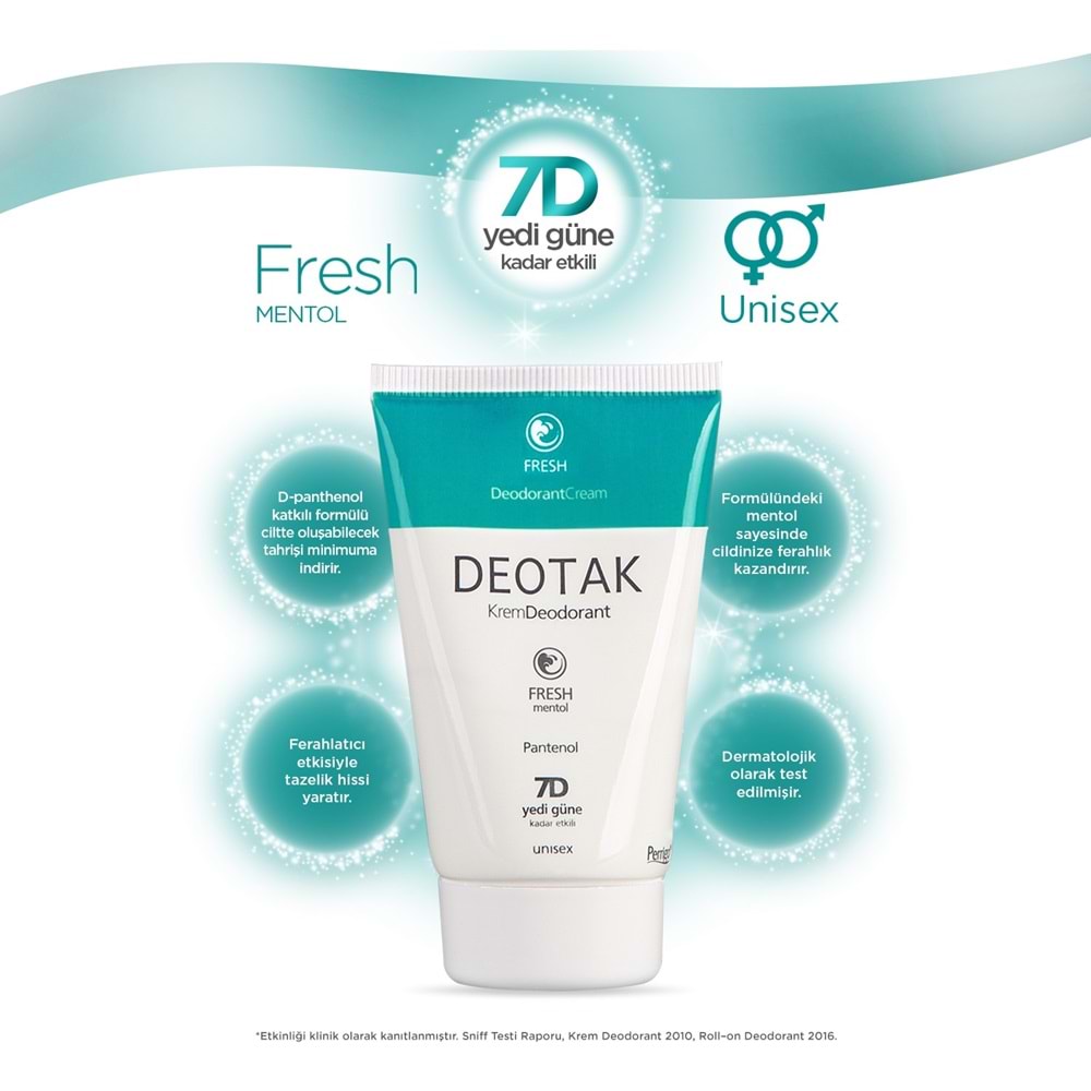 Deotak Krem Deodorant Unisex 35ML Fresh (Mentol) (3 Lü Set)