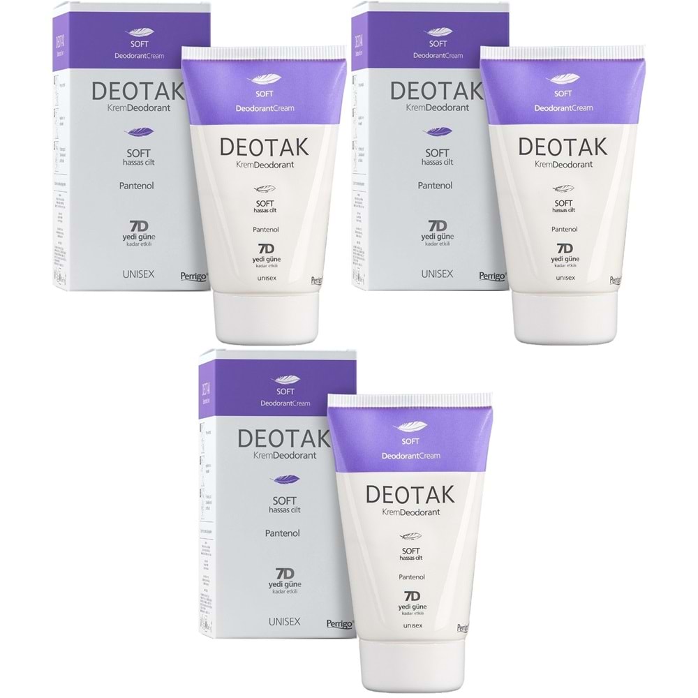 Deotak Krem Deodorant Unisex 35ML Soft (Hassas Cilt) (3 Lü Set)