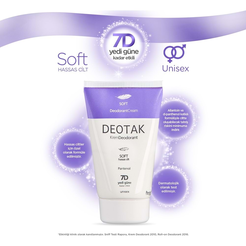 Deotak Krem Deodorant Unisex 35ML Soft (Hassas Cilt) (3 Lü Set)
