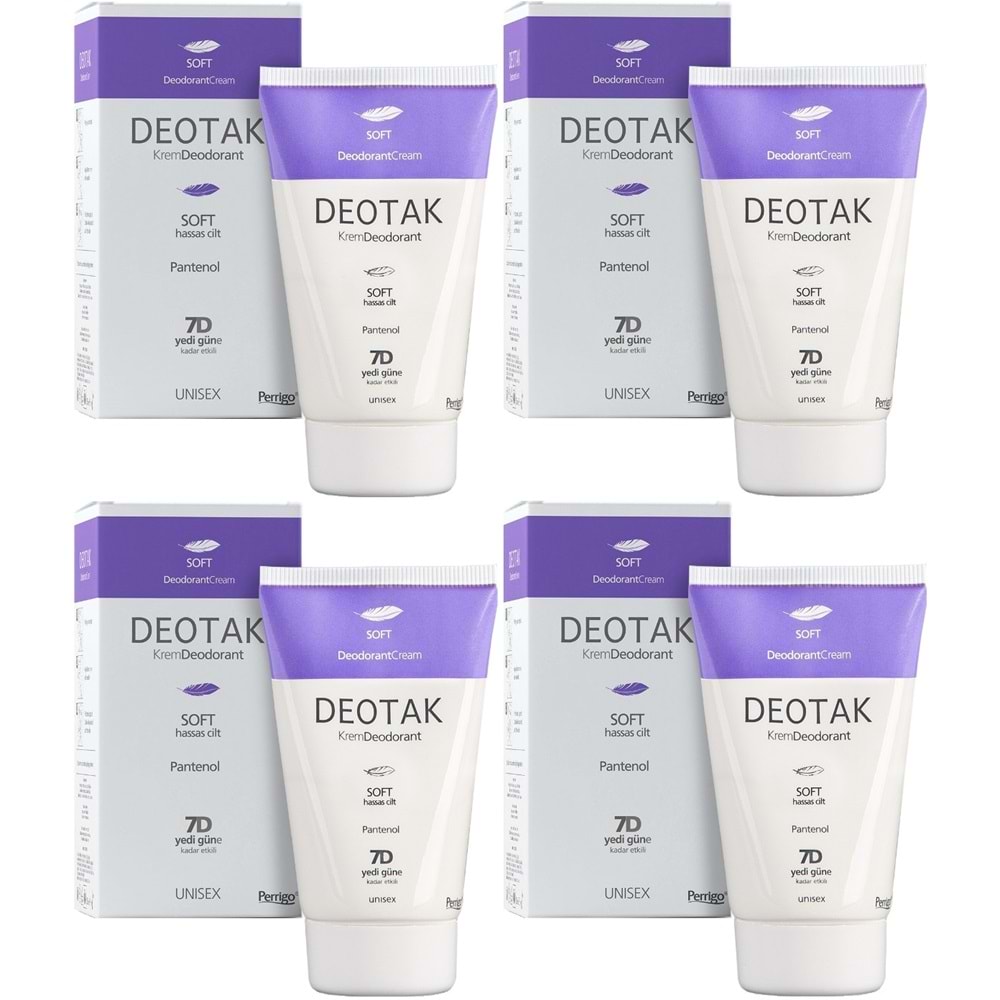 Deotak Krem Deodorant Unisex 35ML Soft (Hassas Cilt) (4 Lü Set)
