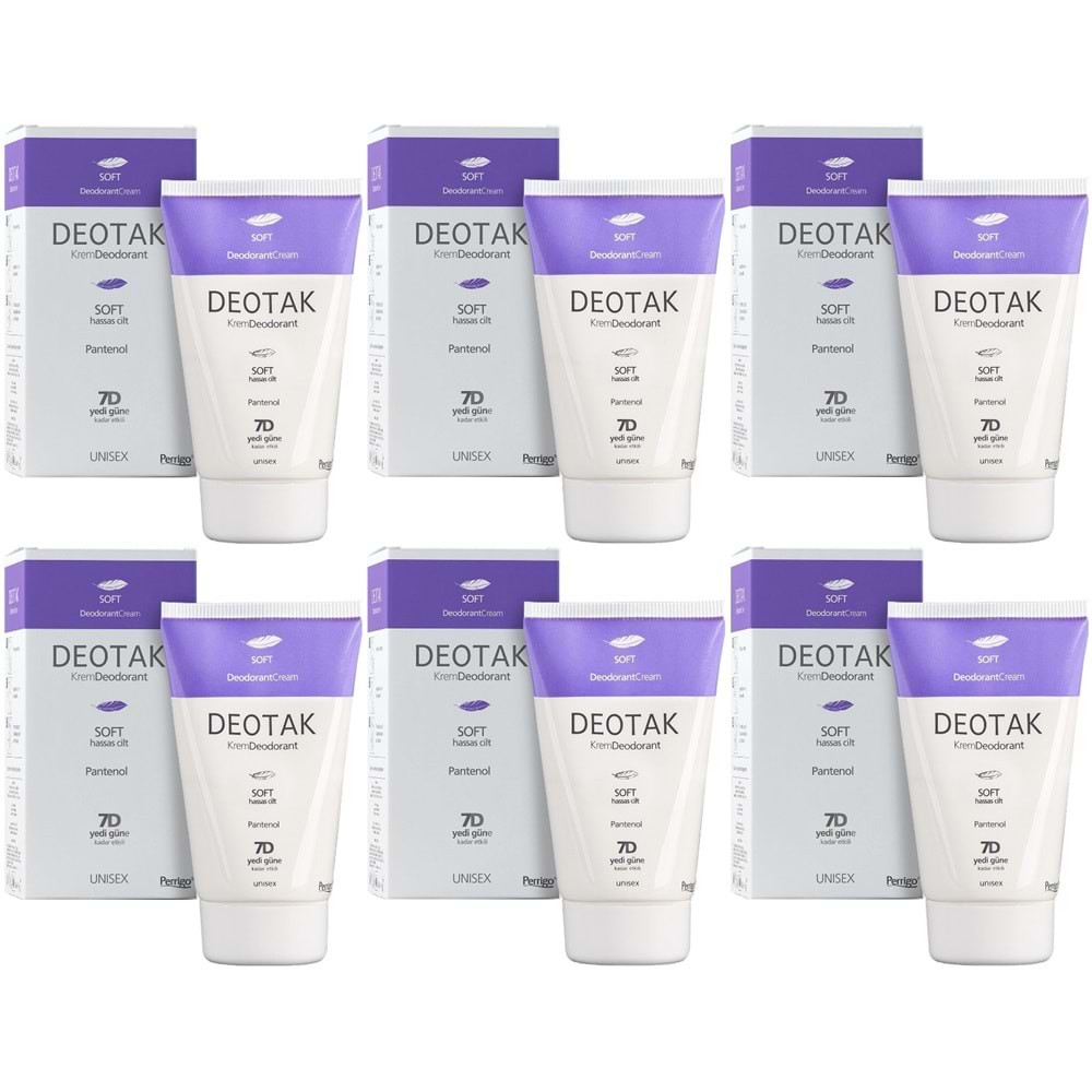 Deotak Krem Deodorant Unisex 35ML Soft (Hassas Cilt) (6 Lı Set)