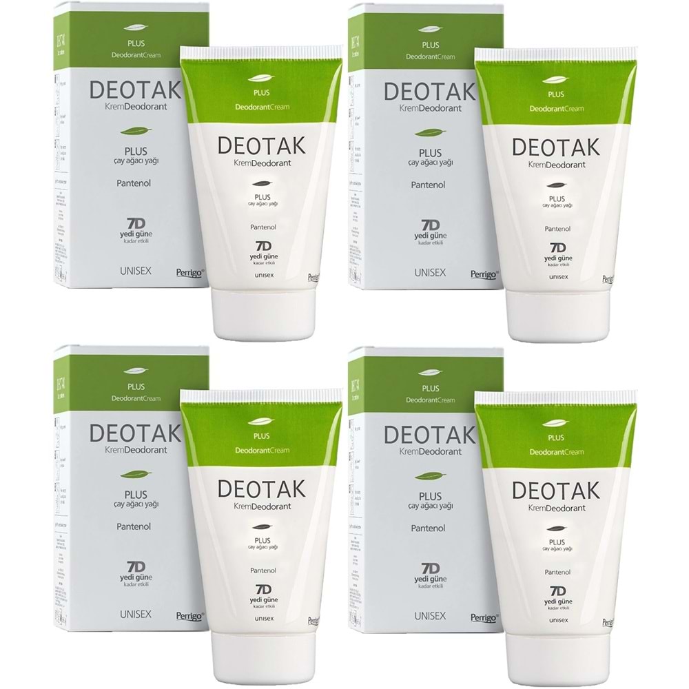 Deotak Krem Deodorant Unisex 35ML Plus (Çay Ağaçı Yağı) (4 Lü Set)