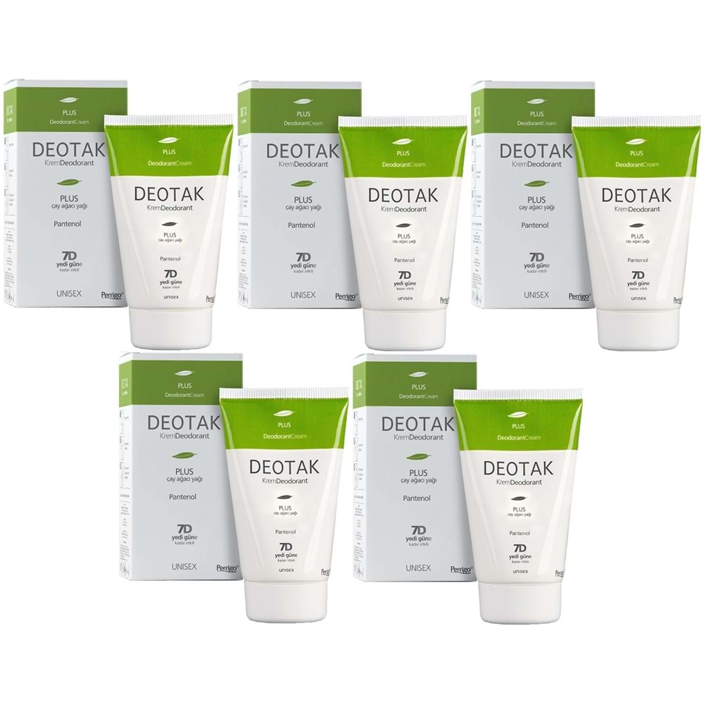 Deotak Krem Deodorant Unisex 35ML Plus (Çay Ağaçı Yağı) (5 Li Set)