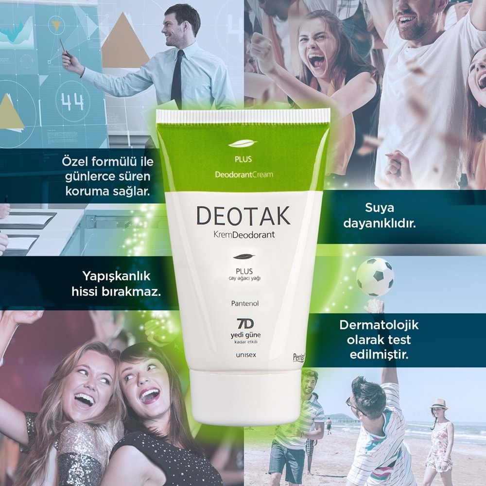 Deotak Krem Deodorant Unisex 35ML (Normal Cilt/Mentol/Hassas/Çay Ağacı Yağı) Karma (8 Li Set)