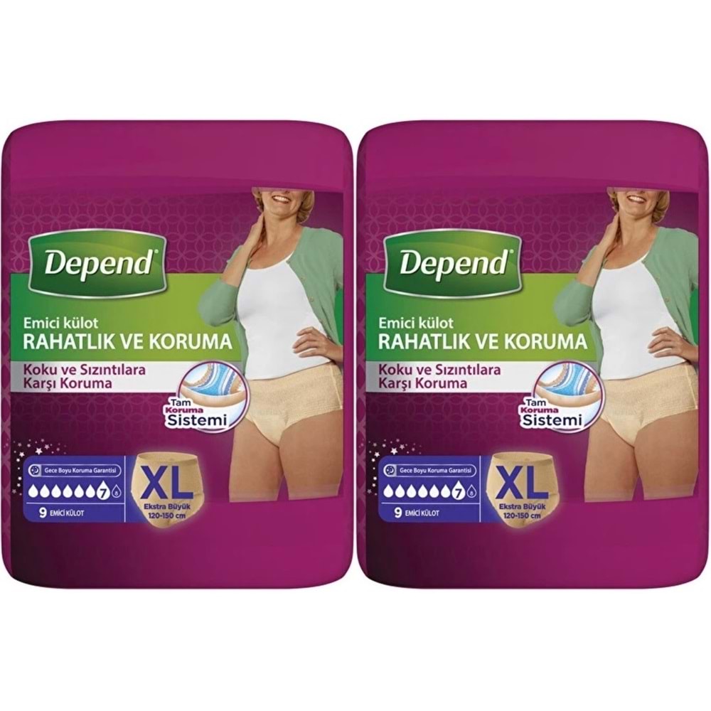 Depend Emici Külot Yetişkin Bezi XL Extra Büyük 18 Adet