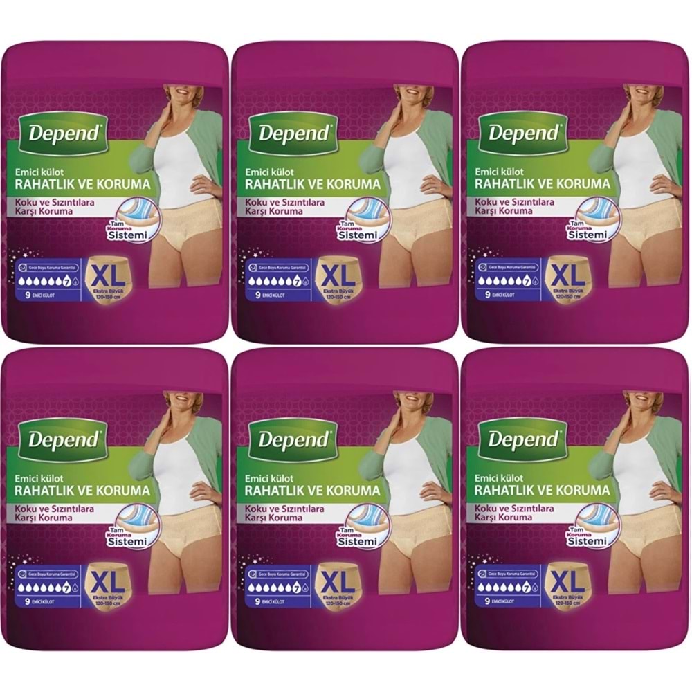Depend Emici Külot Yetişkin Bezi XL Extra Büyük 54 Adet
