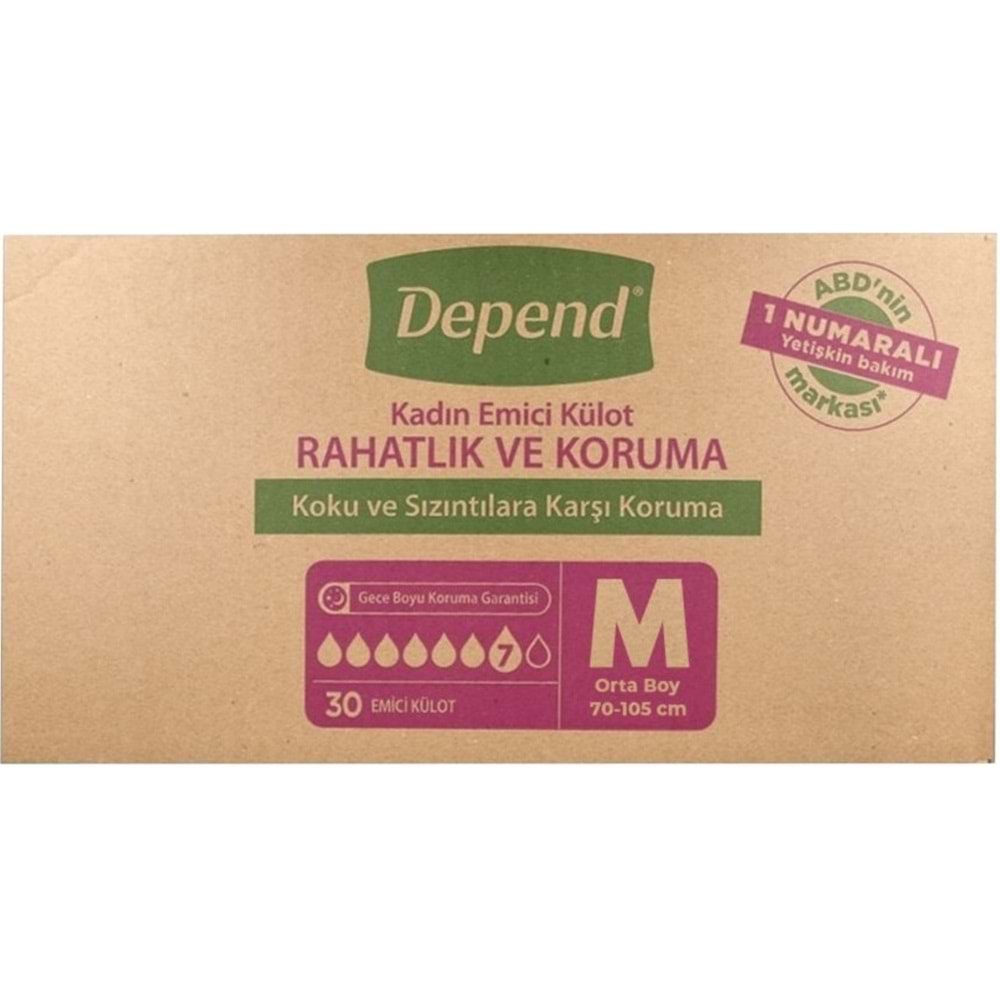 Depend Emici Külot Yetişkin Bezi Medium - Orta Kadın 90 Adet (3PK*30)