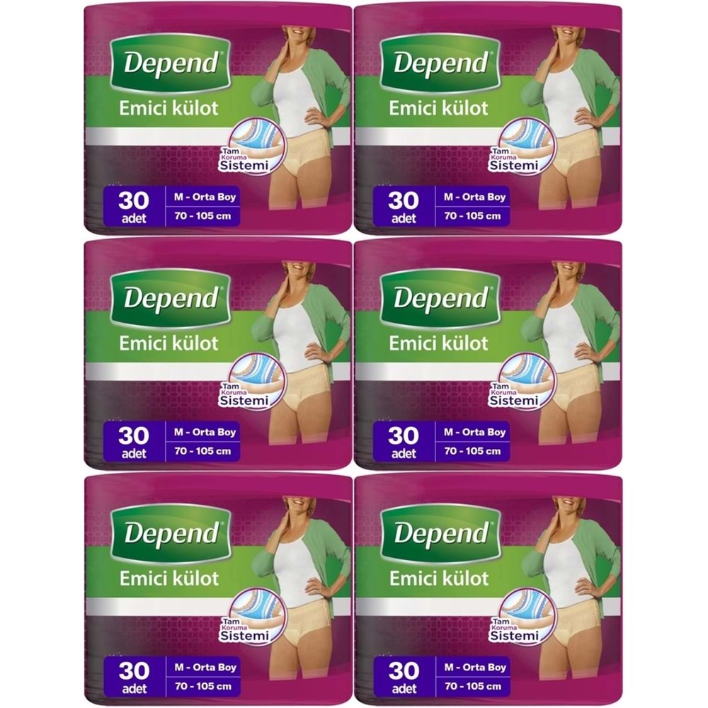 Depend Emici Külot Yetişkin Bezi Medium - Orta Kadın 180 Adet (6PK*30)