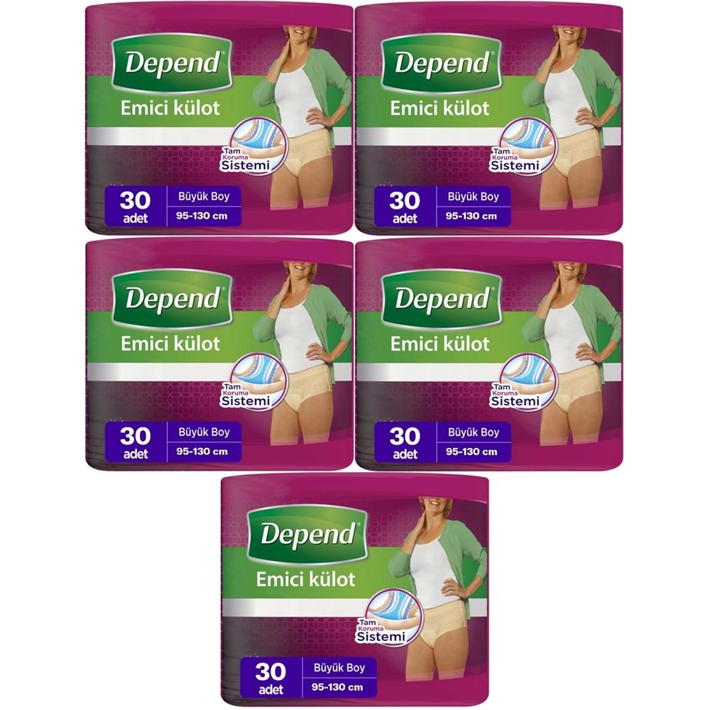 Depend Emici Külot Yetişkin Bezi Large - Büyük Kadın 150 Adet (5PK*30)