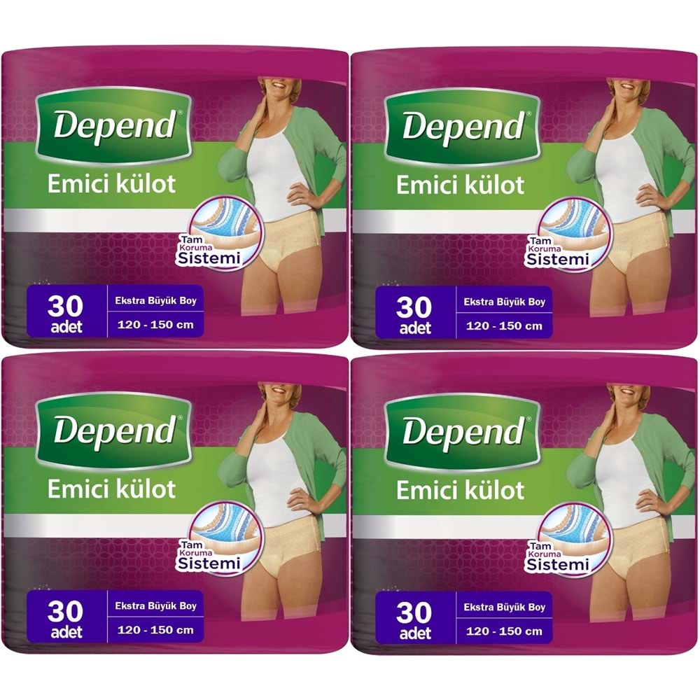 Depend Emici Külot Yetişkin Bezi XL - Extra Büyük Kadın 120 Adet (4PK*30)