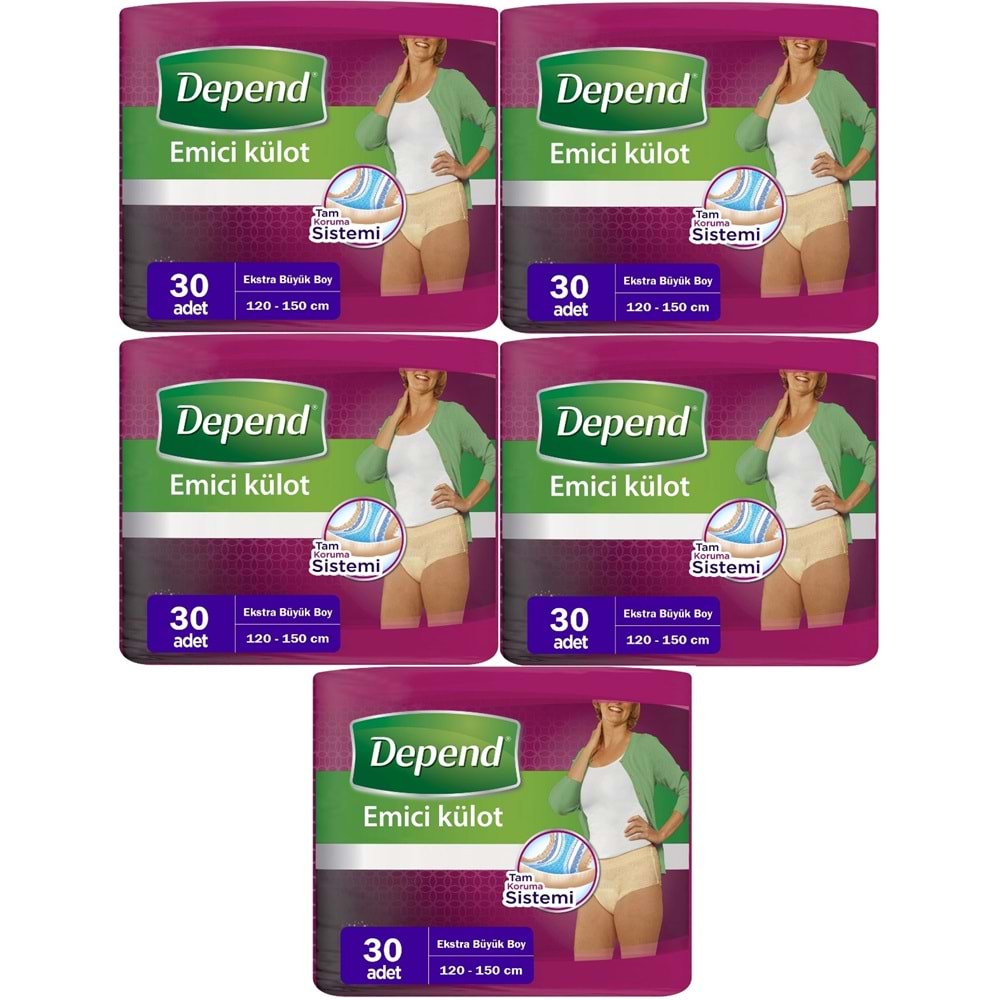 Depend Emici Külot Yetişkin Bezi XL - Extra Büyük Kadın 150 Adet (5PK*30)